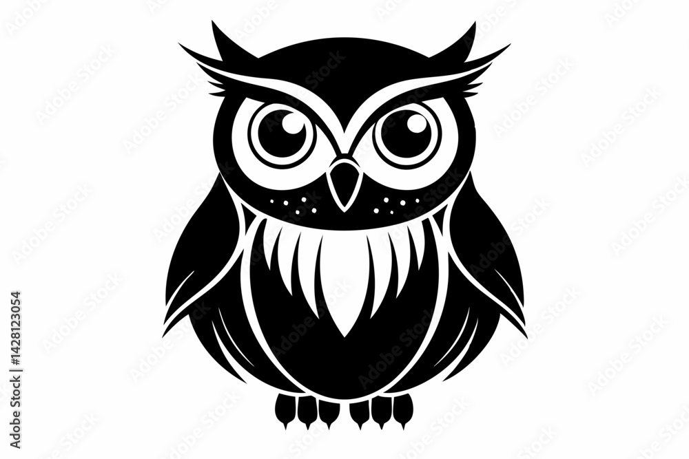 Fototapeta premium owl silhouette line art vector illustration with a white background