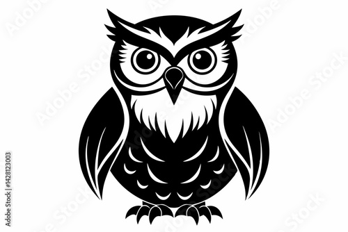 owl silhouette line art vector illustration with a white background