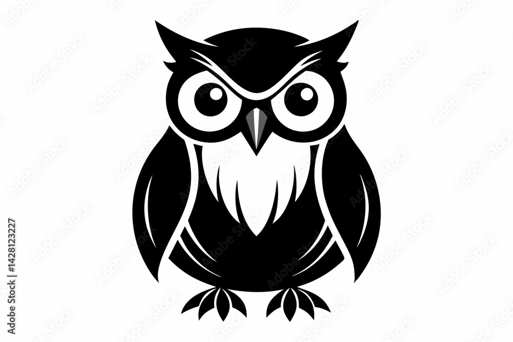 Fototapeta premium owl silhouette line art vector illustration with a white background