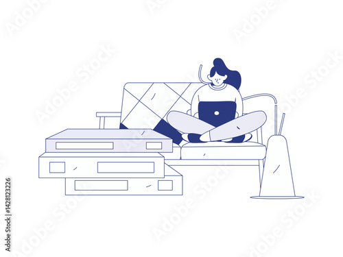 Home indoor character scene flat vector concept operation hand drawn illustration
