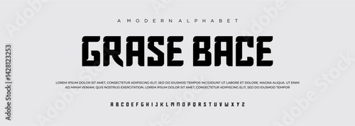 Japanese modern alphabet font, japan asian fonts style latin design