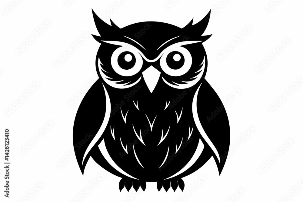 Obraz premium owl silhouette line art vector illustration with a white background