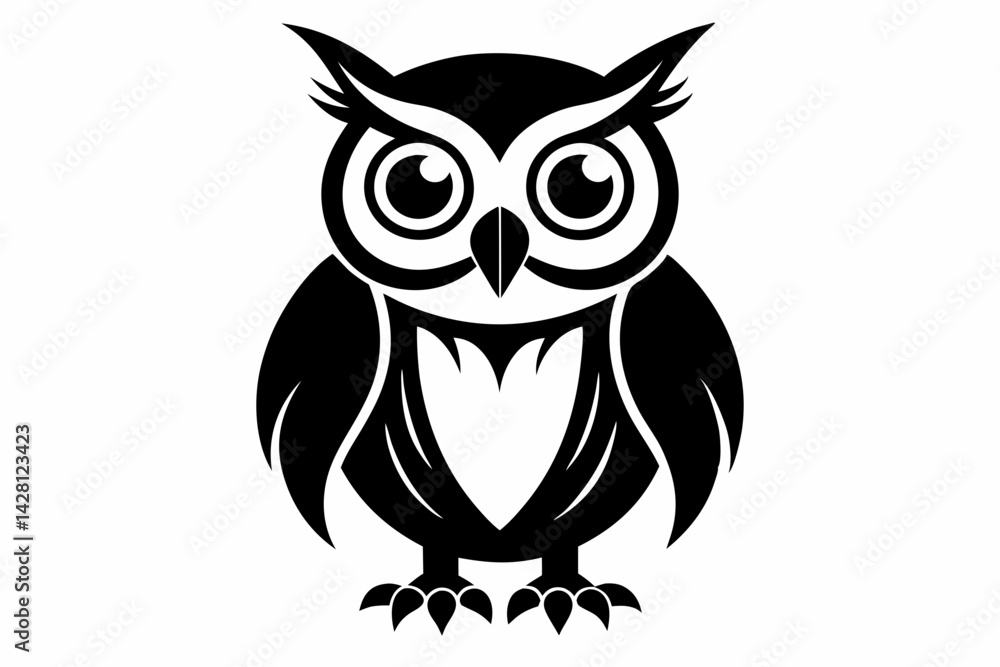 Fototapeta premium owl silhouette line art vector illustration with a white background