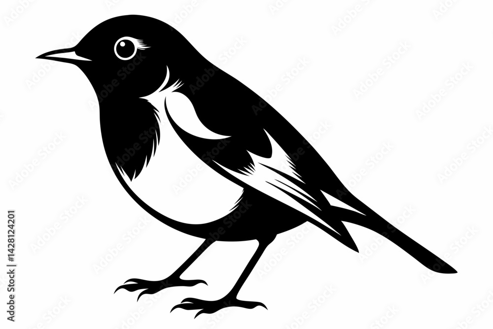 Obraz premium robin silhouette line art vector illustration with a white background