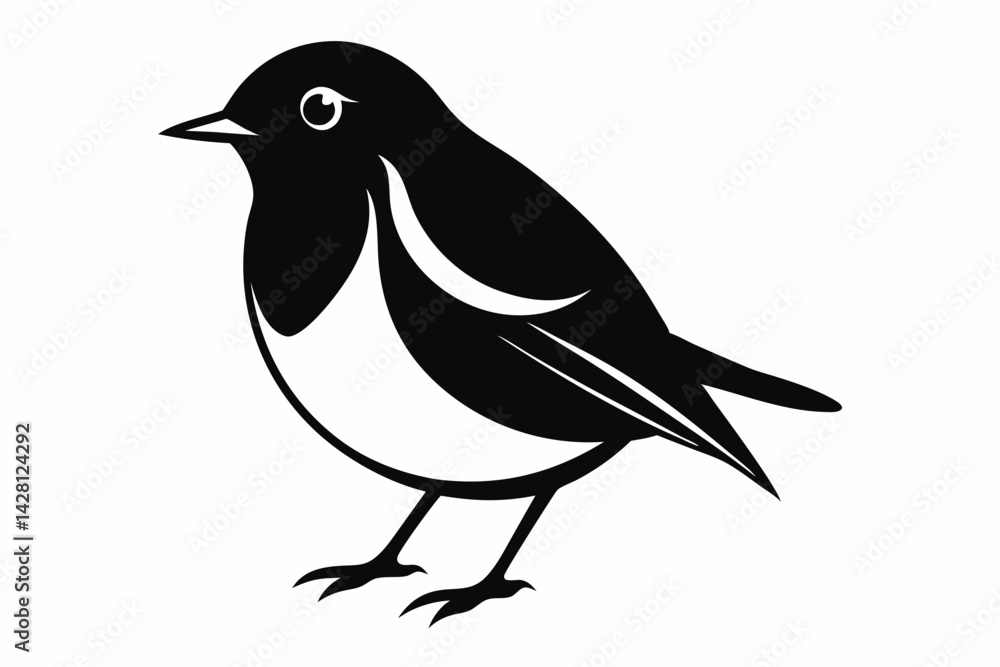 Obraz premium robin silhouette line art vector illustration with a white background