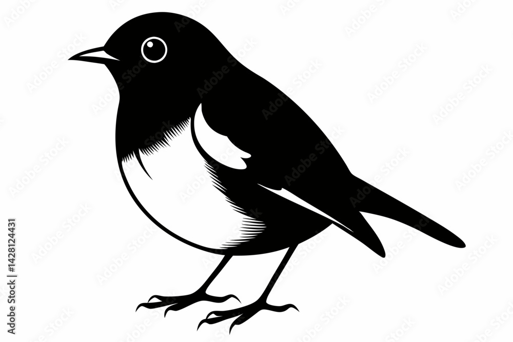 Obraz premium robin silhouette line art vector illustration with a white background