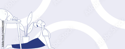 Home indoor character scene flat vector concept operation hand drawn illustration
