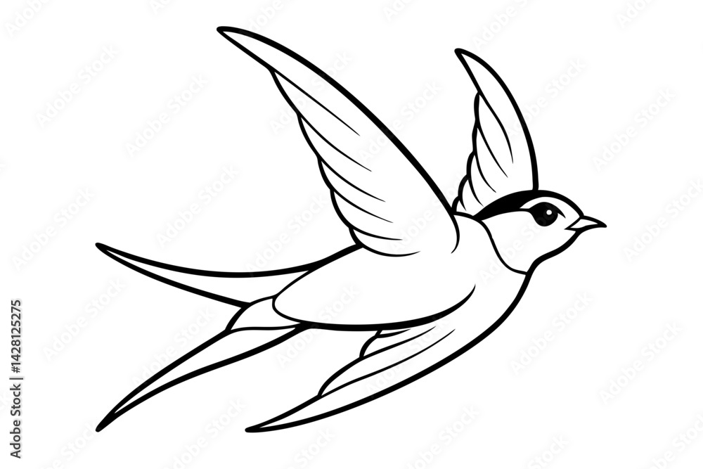 Fototapeta premium swallow silhouette line art vector illustration with a white background