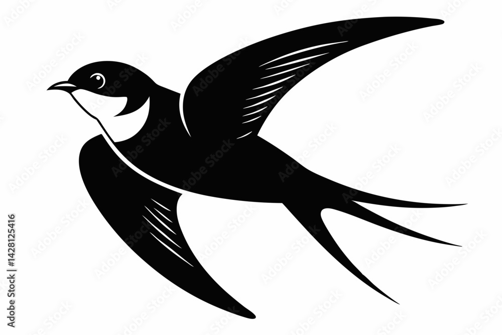 swallow silhouette line art vector illustration with a white background swallow silhouette line art vector illustration with a white background