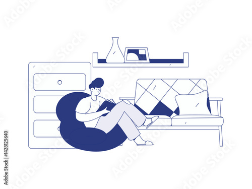 Home indoor character scene flat vector concept operation hand drawn illustration
