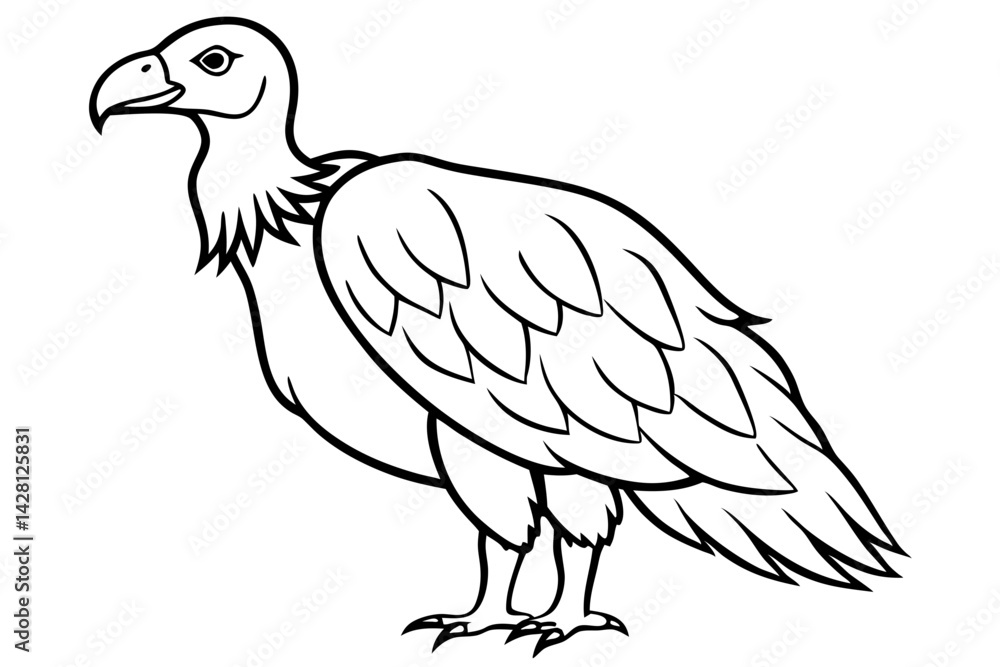 Fototapeta premium vulture silhouette line art vector illustration with a white background