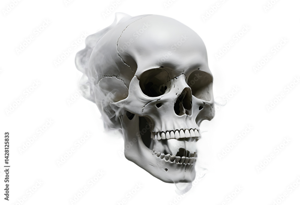 Fototapeta premium White Smoke Skull Shape Creepy Realistic Digital Art