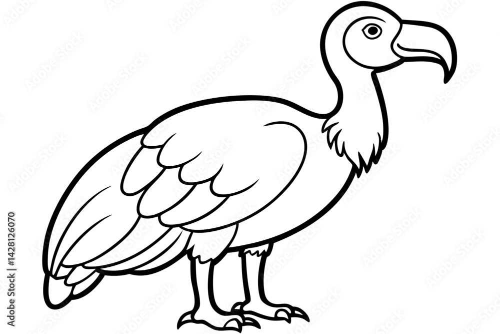 Fototapeta premium vulture silhouette line art vector illustration with a white background