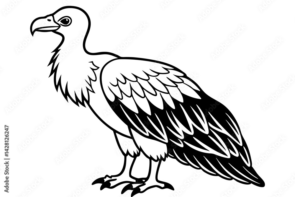 Fototapeta premium vulture silhouette line art vector illustration with a white background