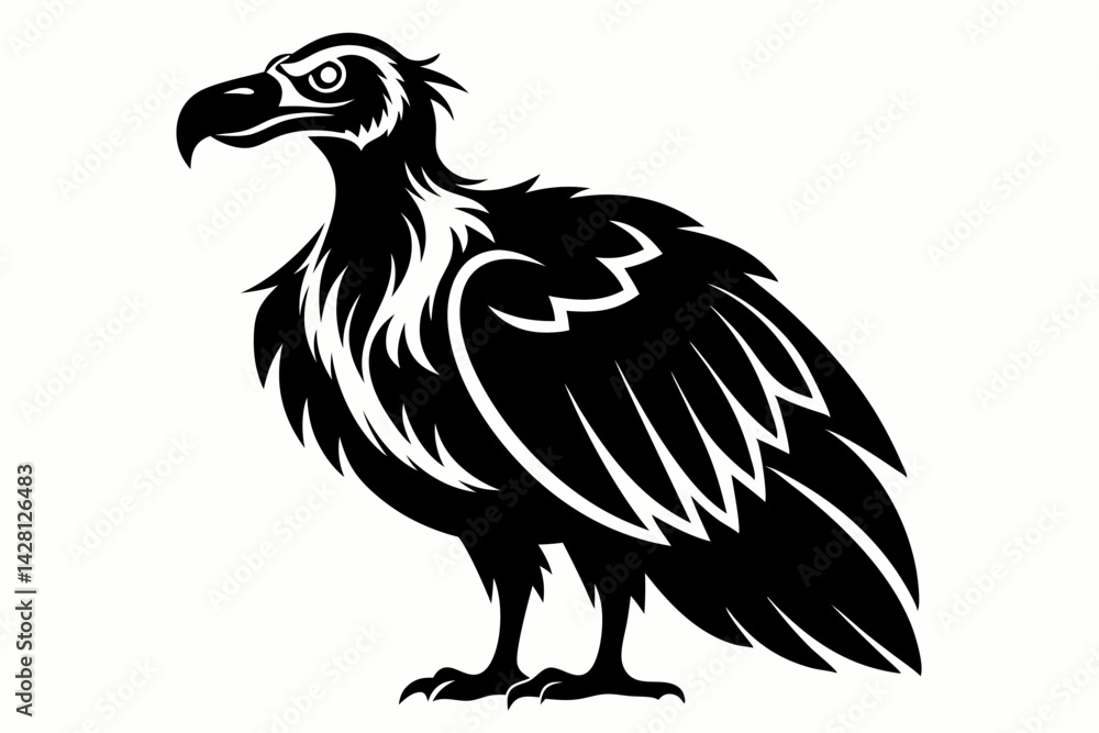 vulture silhouette line art vector illustration with a white background vulture silhouette line art vector illustration with a white background