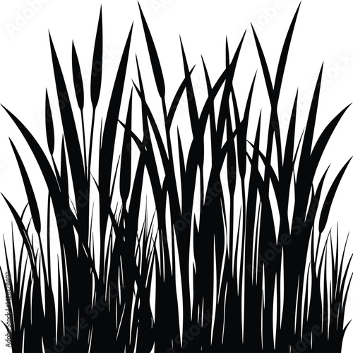 Grass Silhouette in Black | Natural Ground Cover Vector for Landscape, Garden & Craft Design