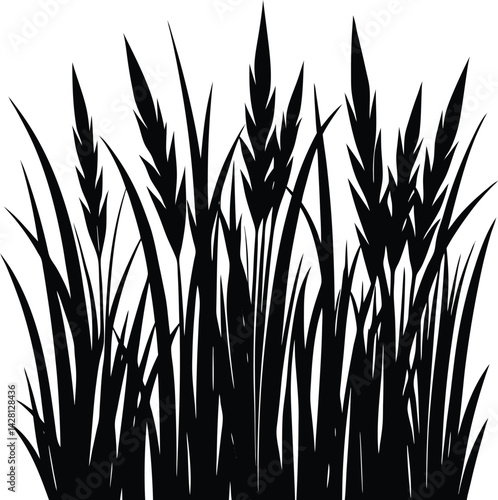 Grass Silhouette in Black | Natural Ground Cover Vector for Landscape, Garden & Craft Design