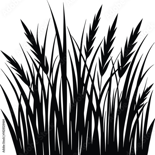 Grass Silhouette in Black | Natural Ground Cover Vector for Landscape, Garden & Craft Design