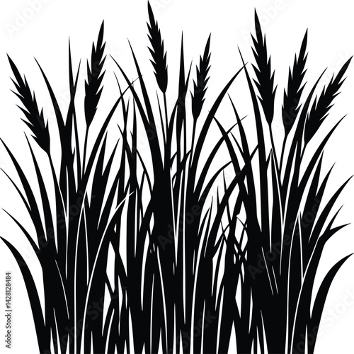 Grass Silhouette in Black | Natural Ground Cover Vector for Landscape, Garden & Craft Design