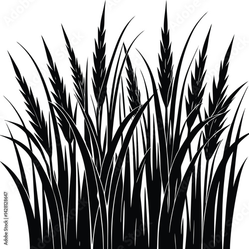 Grass Silhouette in Black | Natural Ground Cover Vector for Landscape, Garden & Craft Design