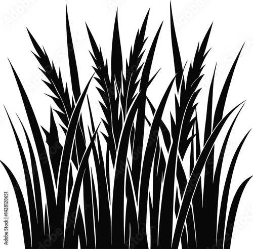 Grass Silhouette in Black | Natural Ground Cover Vector for Landscape, Garden & Craft Design