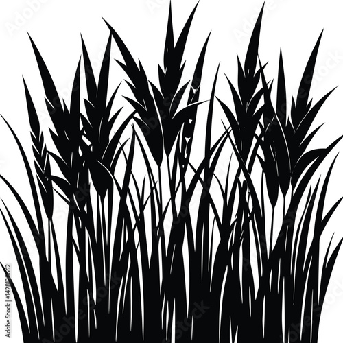 Grass Silhouette in Black | Natural Ground Cover Vector for Landscape, Garden & Craft Design