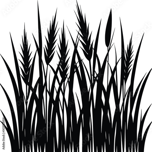 Grass Silhouette in Black | Natural Ground Cover Vector for Landscape, Garden & Craft Design