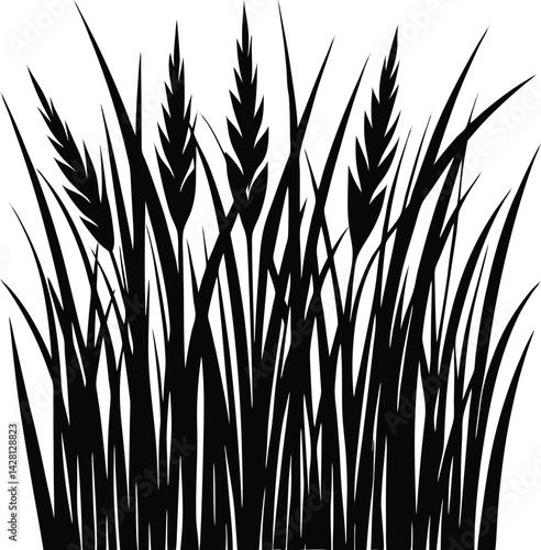 Grass Silhouette in Black | Natural Ground Cover Vector for Landscape, Garden & Craft Design