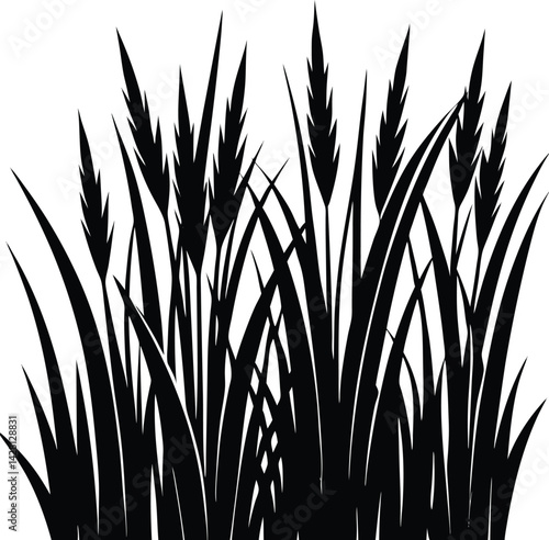 Grass Silhouette in Black | Natural Ground Cover Vector for Landscape, Garden & Craft Design