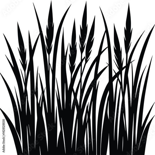 Grass Silhouette in Black | Natural Ground Cover Vector for Landscape, Garden & Craft Design