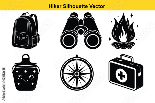 Vector illustration set of gas masks fire extinguishers and travel equipment icons
