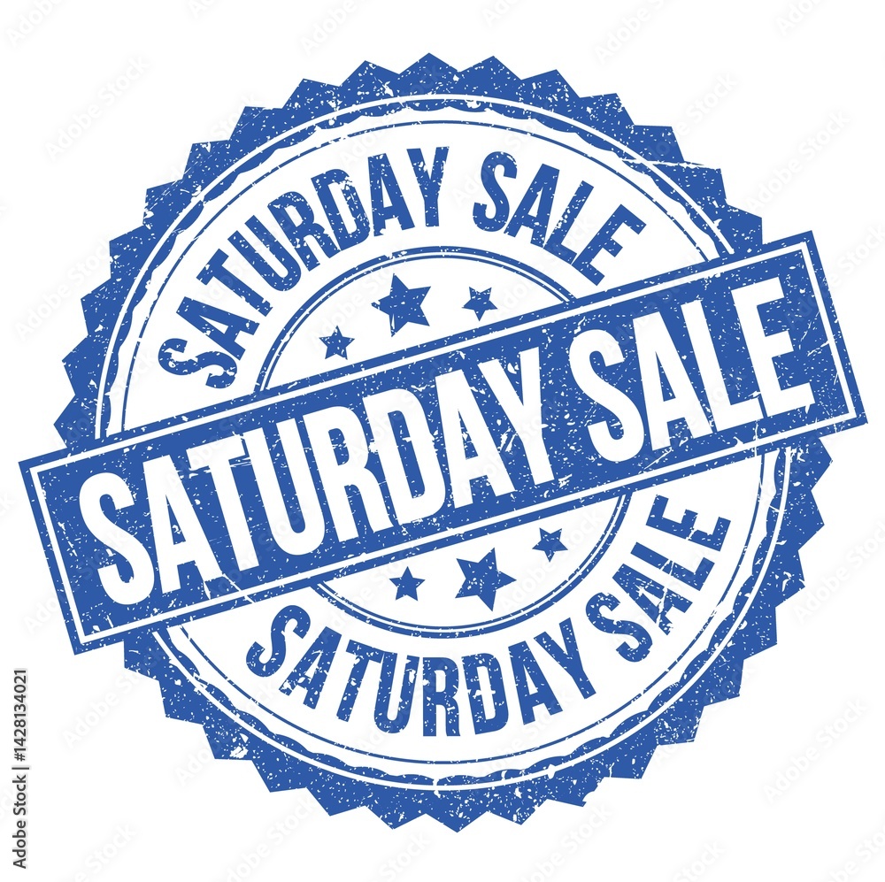 Obraz premium SATURDAY SALE text on blue round stamp sign