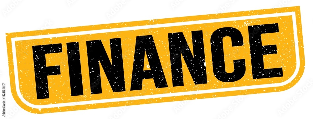FINANCE text written on yellow-black stamp sign.