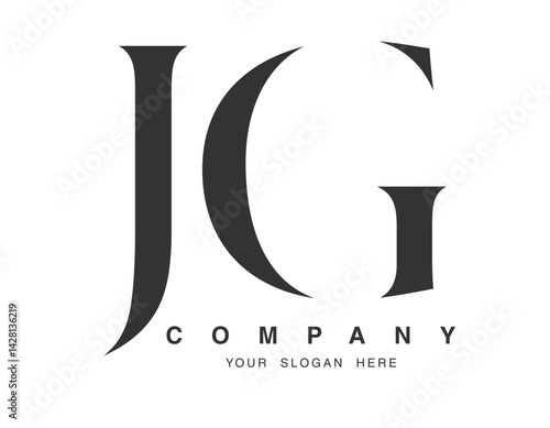 JG logo design. Initial letter j and g serif font style. Creative classic company name typography. Trendy logotype or identity.