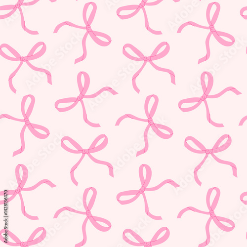 Pink ribbon pattern creating a soft, whimsical background perfect for celebrations and craft projects