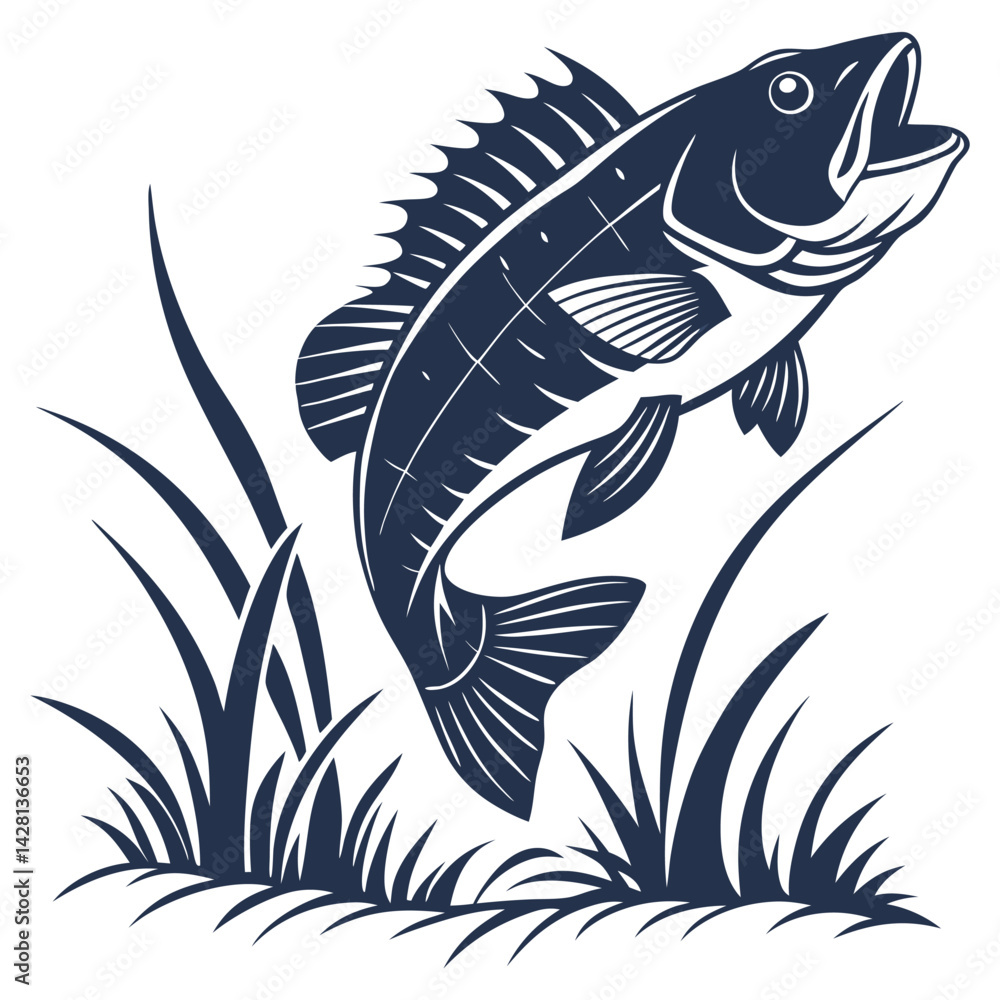 Obraz premium silhouette fish on white background