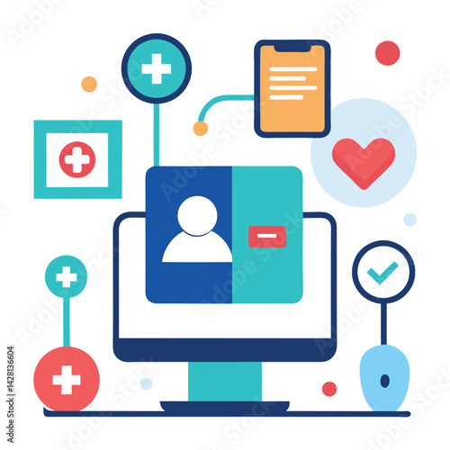 Telemedicine Icons for Modern Digital Health Interface