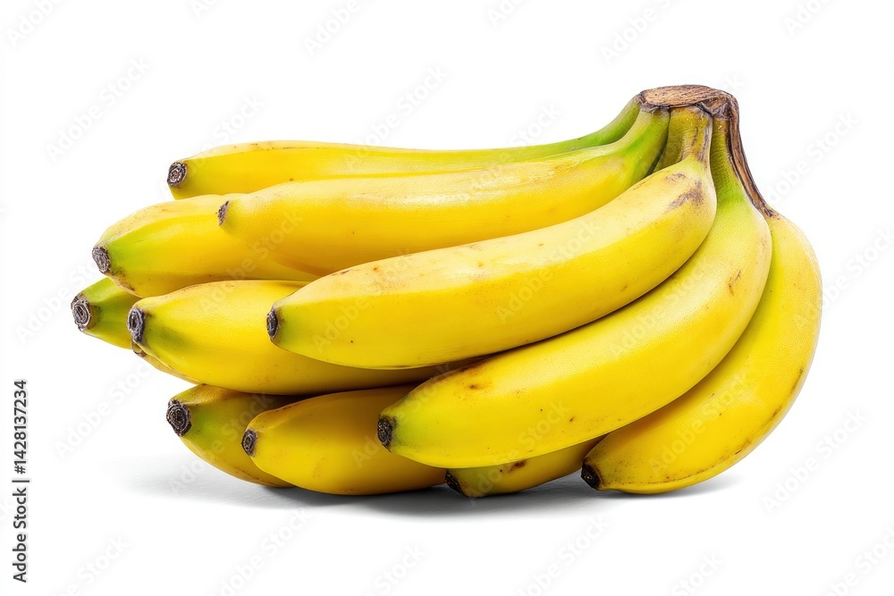 Yellow Banana Bunch on White Background Yellow Banana Bunch on White Background