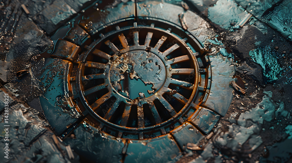Fototapeta premium Manhole Street Cinematic