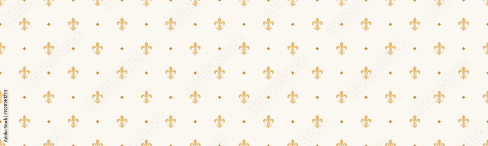 Φωτογραφία Elegant gold fleurdelis pattern on a creamy white background
