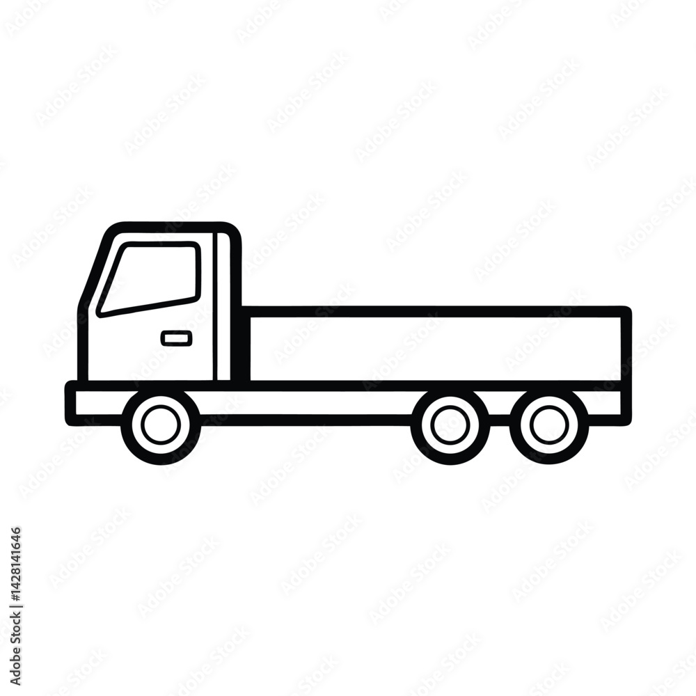 flatbed truck black line art vector on white background for web and graphic flatbed truck black line art vector on white background for web and graphic