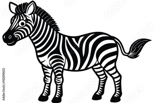 Vector of cartoon zebra illustration on white