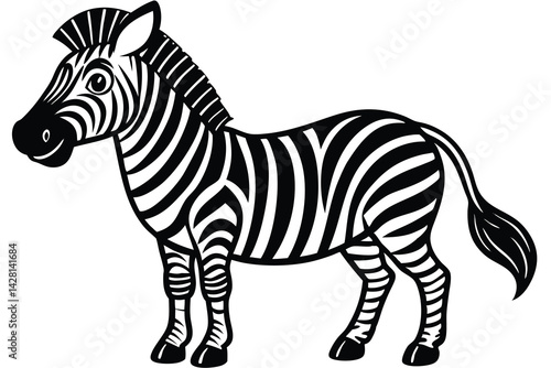 Vector of cartoon zebra illustration on white