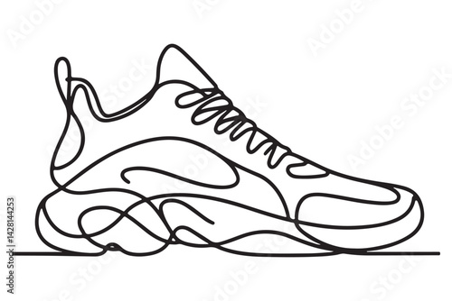 Sneaker One Line Art Design Vector Shoes Minimalist Drawing