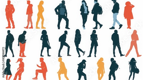 Vector silhouettes of diverse people in various poses, perfect for inclusive and lifestyle marketing