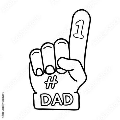 dad with 1 foam finger icon, dad with 1 foam finger line art - simple line art of dad with 1 foam finger, perfect for dad with 1 foam finger logos and icons
