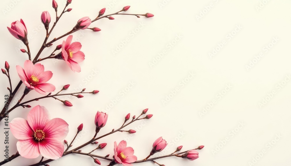 Delicate repeating floral motif, small-scale blossoms on light background , nature, surface Delicate repeating floral motif, small-scale blossoms on light background , nature, surface