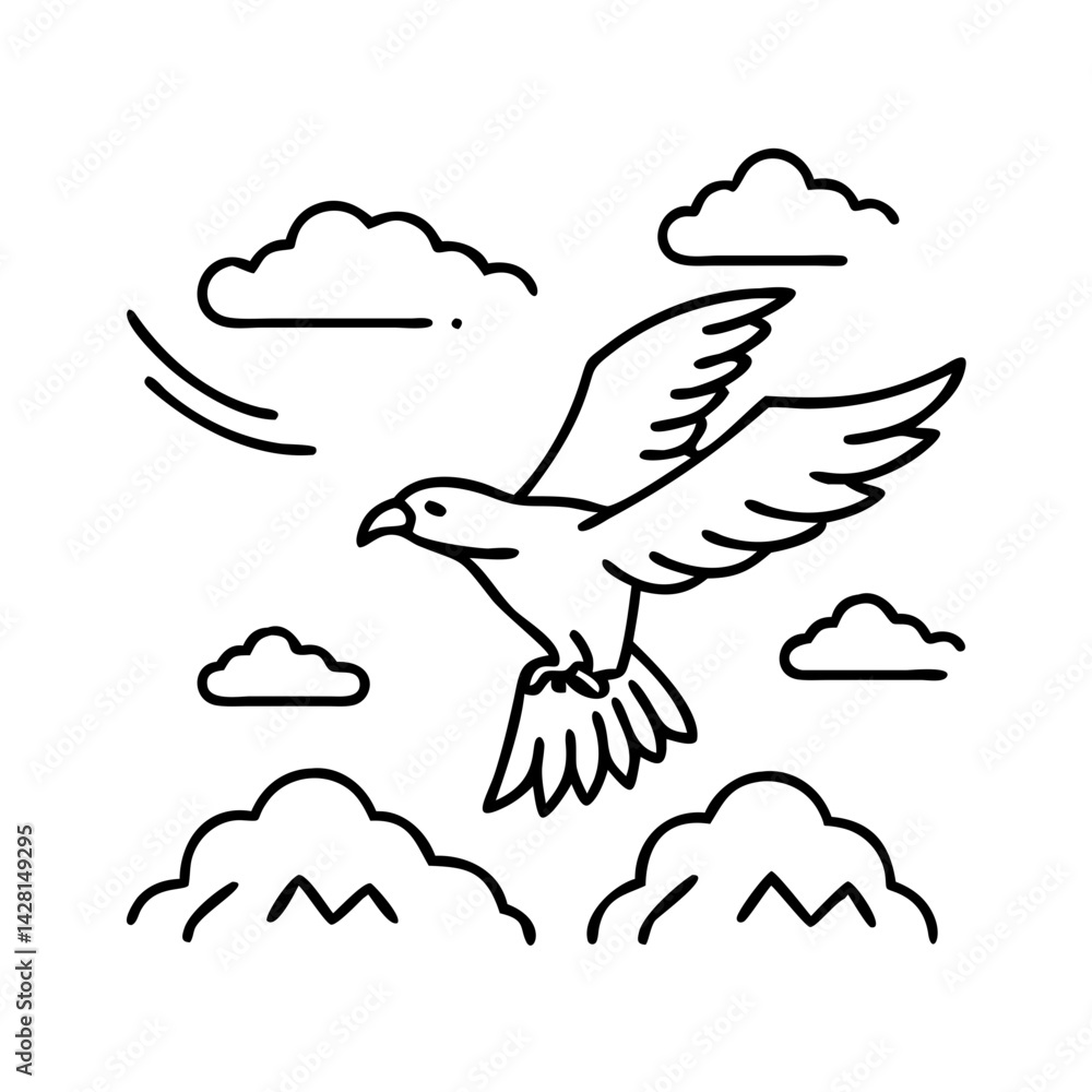Obraz premium eagle soaring icon, eagle soaring line art - simple line art of eagle soaring, perfect for eagle soaring logos and icons