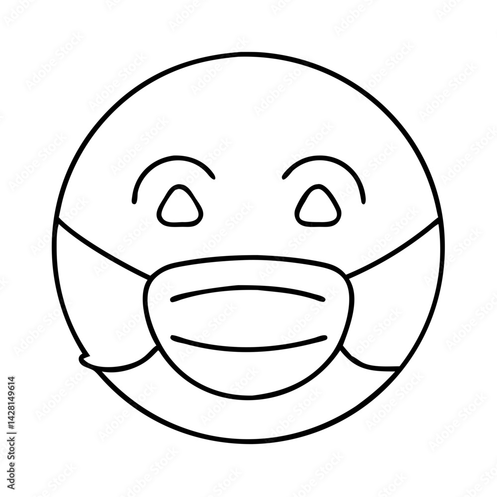 face with mask icon, face with mask line art - simple line art of face with mask, perfect for face with mask logos and icons face with mask icon, face with mask line art - simple line art of face with mask, perfect for face with mask logos and icons