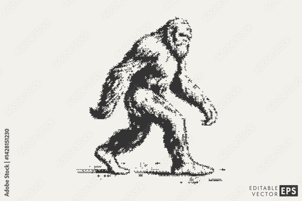 Fototapeta premium Pixel Bigfoot Forest Wanderer